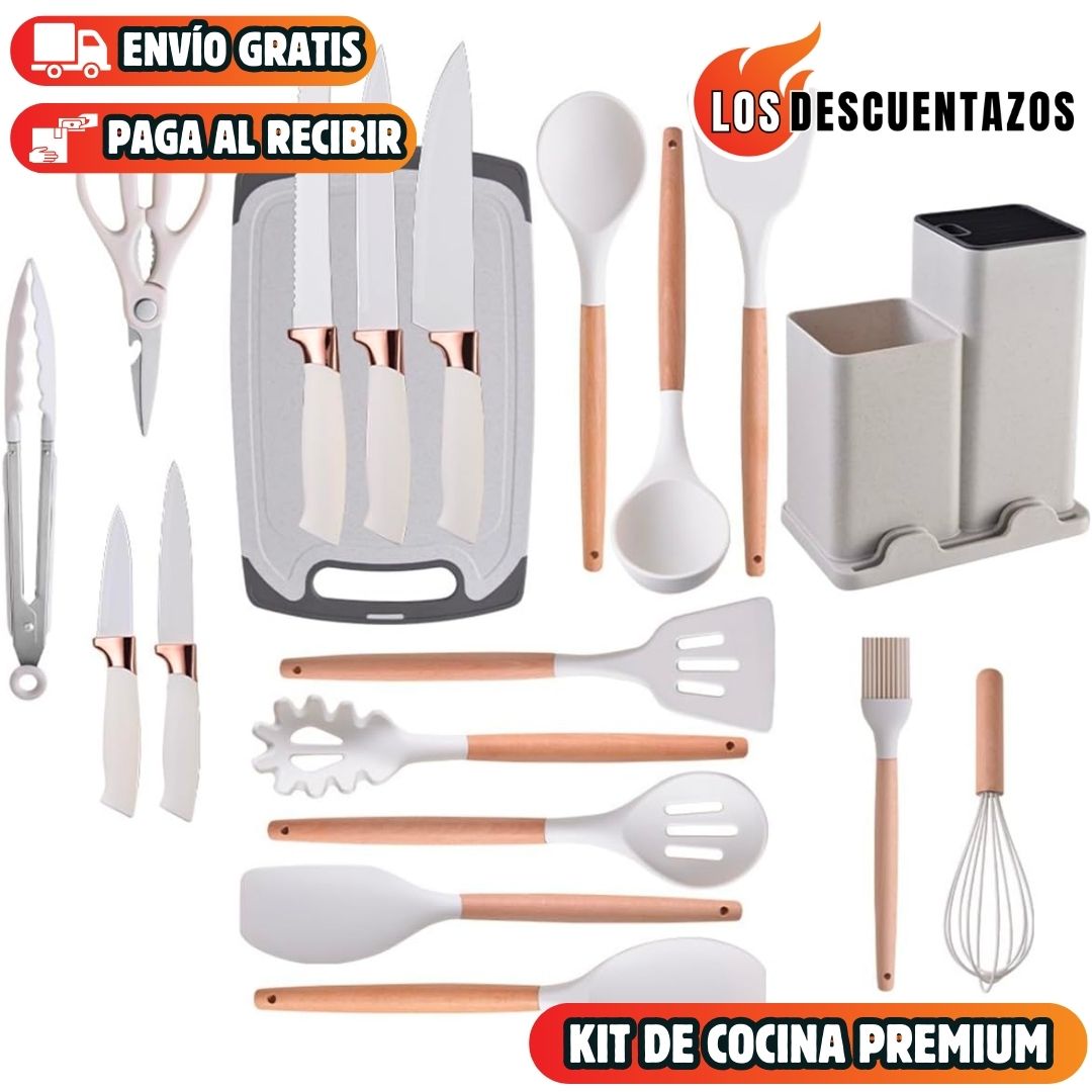 KIT DE COCINA 19 PIEZAS DE SILICONA PREMIUM