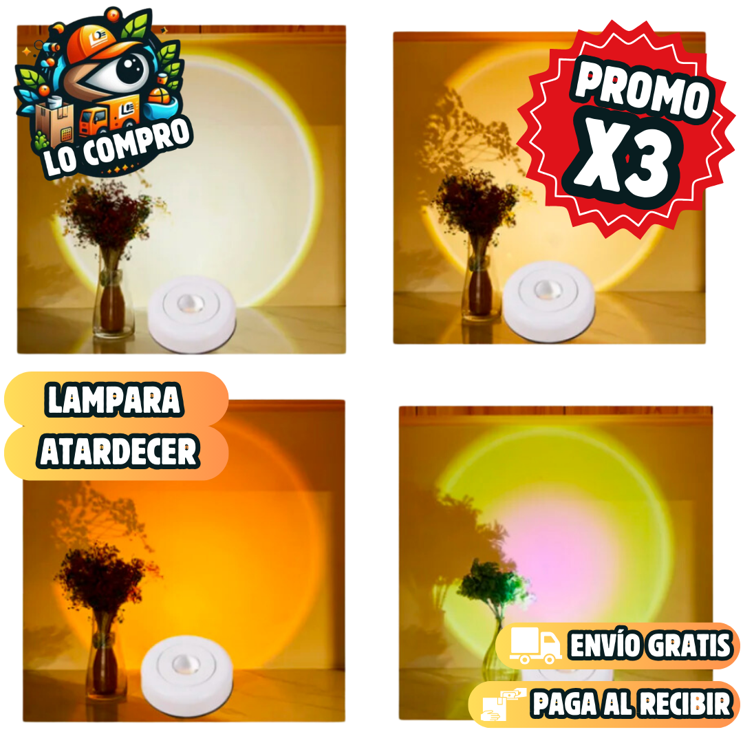 PROMO X 3 🎁 - LÁMPARA ATARDECER ADESIVA 3 COLORES